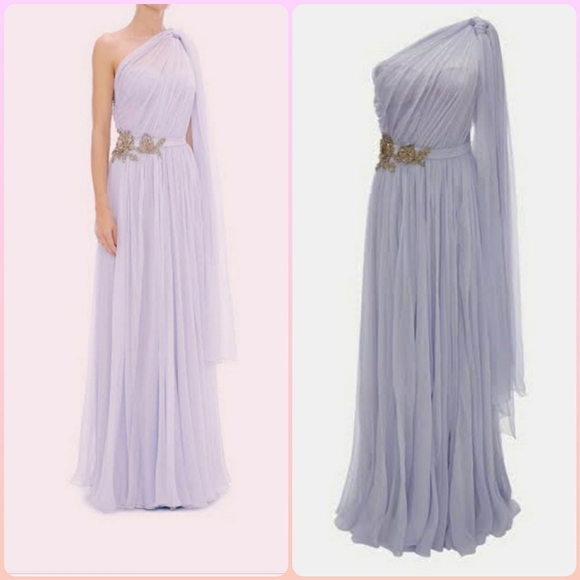 Alexander MQueen One Shoulder Silk Chiffon